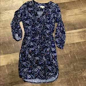 Loft Outlet Floral Shift Dress Navy